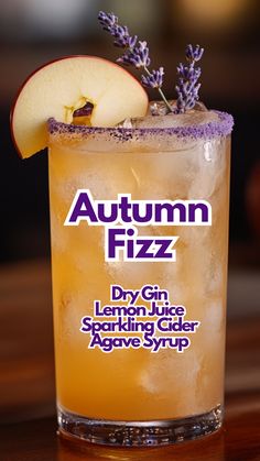 an autumn fizz drink in a tall glass