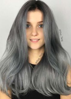 Granny Silver/ Grey Hair Color Ideas: Charcoal Grey Hair Charcoal Grey Hair, Silver Hair Color Ideas, Grey Hair Color Silver, Granny Hair, Colored Hair Tips, Guy Tang, Silver Hair Color, Silver Grey Hair, Short Hair Color