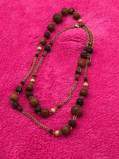 Lia Sophia gold and wood necklace, brown, pearl Lia Sophia, Bib Necklaces, Wood Necklace, Enamel Flower, Pink Beads, Silver Spring, Green Necklace, Flower Necklace, Silver Necklace