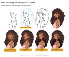 the stages of how to draw curly hair for girls with long hair and no bangs