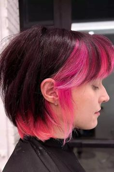 Check the link in my bio to get a FREE hairstyle treatment product! Discover stunning short hairstyles for women, braided hairstyles, perfect haircuts for thin fine hair, trendy bixie 90s haircut, and gorgeous curly hairstyles all in one place. #HairStyles #ShortHairstyleWomen #BraidedHairstyles #HairstylesForThinHair #HaircutsForThinFineHair #Bixie90sHaircut #CurlyHairstyles Two Color Hair, Pink Hair Color Ideas, Color Block Hair, Short Dyed Hair, Pixie Undercut, Pink Hair Color, Trendy Hair Styles, Messy Bob, Baby Bangs