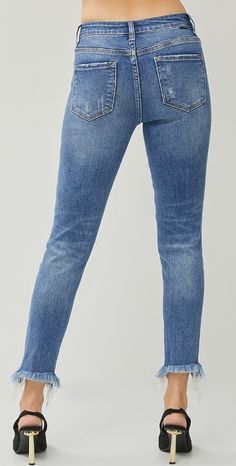 Elevate your denim game with our Cheney Distressed Wash Jeans in Dark. These high-rise, ankle skinny jeans are crafted with a rich dark denim and a stylish distressed wash. Get a sleek, on-trend look while enjoying the comfort and versatility of our premium jeans. Washed Jeans, Wash Jeans, Dark Denim, High Rise, Sleek, Womens Shorts