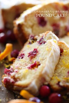 cranberry orange pound cake on a cutting board