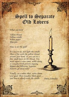 the spell to separate old lovers poem with a lit candle