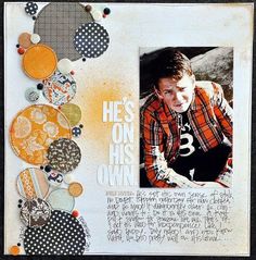 a scrapbook page with an image of a young man