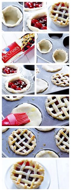 the process of making pie crusts with cherry filling