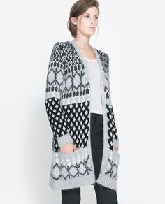 Long Jacquard Cardigan by Zara Jacquard Cardigan, Baggy Sweaters, Jacquard Jacket, Zara Woman, Cardigan Coat, Zara Women, What To Wear, Not Available