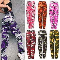 Hop Tattoo, Womens Cargo Trousers, Camo Pants Outfit, Trendy Trousers, Cargo Hose, Military Pants, Camo Outfits, Pants Baggy, Camouflage Pants