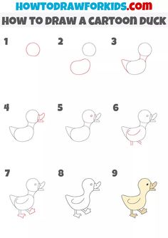 how to draw a cartoon duck step by step drawing instructions for kids and beginners