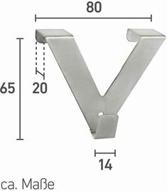 the letter v is shown with measurements