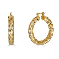 Kenneth Jay Lane Gold plated twist hoop earrings Button Downs, Gold Plate, Hoop Earrings, Twist, Plating