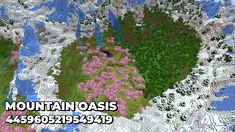 an image of a mountain oasis with pink flowers