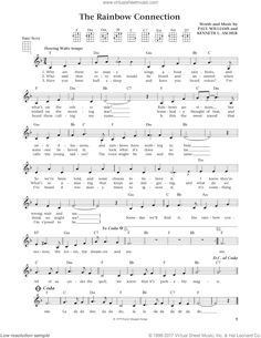 the rainbow connection sheet music for guitar with chords and tabs, arranged in two different styles