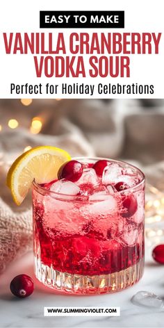 an easy to make vanilla cranberry vodka sour recipe for holiday celebrations