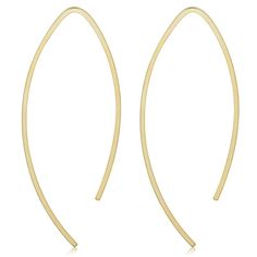 These stunning pair of gold earrings are simply eye catching as it offers a unique threader earring style. The gold threader earring style does not require a clasp, which makes it easy to wear and take off. Made in Italy of real 14k gold, this pair of wishbone threader earrings are available in yellow gold, whiter gold or rose gold. Key Features: Metal: 14k Yellow Gold - Real Gold, Not plated nor filled Length: 1.5 inches long Thickness: 0.67 mm Clasp: Threader Metal Weight: 1.02 grams Benefits Hoop Gold Earrings, Wish Bone, Threader Earrings Gold, Bone Earrings, Open Hoop Earrings, Threader Earrings, Modern Earrings, Gold Earrings Dangle, Online Jewelry