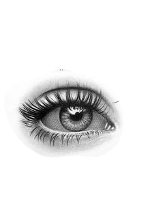 a drawing of an eye with long lashes