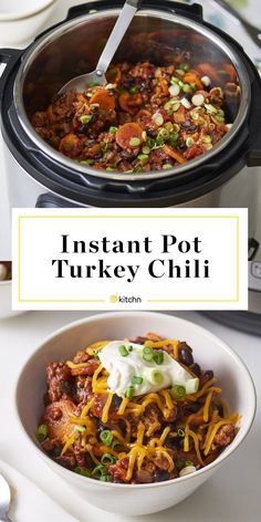 the instant pot turkey chili is ready to be eaten