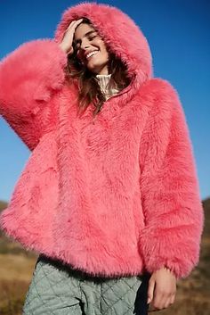 Collection: Holiday Unexpected | Free People Paris In The Fall, Fuzzy Pullover, Cozy Coats, Pink Fits, Free People Jacket, Knitted Hood, Brunch Outfit, Baby Long Sleeve, Knit Jacket