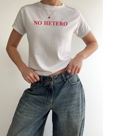 NO HETERO Lgbtq Shirt : Subtle Pride Merch 90s Baby Tee, Funny Graphic Tee for Gay Lesbian Bisexual & Queer Folk, Lgbt Gifts - Etsy Subtle Pride Outfit, Bisexual Outfits, Genderfluid Fashion, Pride 2024, Lesbian Shirt, Queer Shirt, Lesbian Outfits, Funky Shirts, Clothes Board