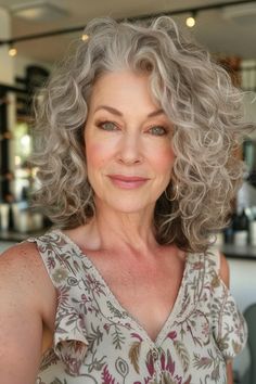 Gray Hairstyles For Women, Gray Highlights, Gray Hairstyles, Grey Hair Over 50, Permed Hair, Curly Pixie Hairstyles, Going Grey