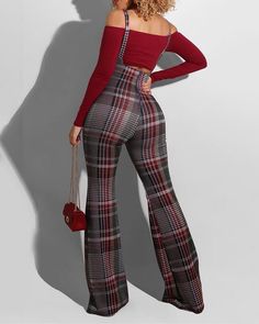 Plaid Colorblock Suspender Pants Disneyland Ideas, Scorpio Fashion, Casual Elegant Style, Suspender Pants, Current Fashion Trends, Casual Chic Style, Trend Fashion, Women Pants Casual, Petite Outfits