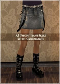 Sims 2 Grunge Cc, Sims3 Cc Clothes, Sims 2 Clothes, Sims 2 Makeup, Skirt With Boots, Sims 2 Cc, Sims 2 Hair, Sims Clothes, Grunge Skirt