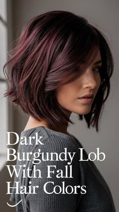 Autumn Hair Colors Short Hair, Fall Hair Colors With Red, Dark Fall Hair Color Ideas Short, Red Highlights On Dark Hair Straight, Dark All Over Hair Color, Fall All Over Color Hair, Fall Color For Short Hair, Rosewood Hair Color, Lavender Red Hair