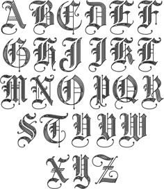 an old english alphabet with capital letters