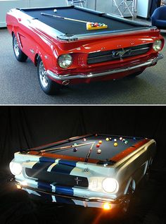 an old mustang pool table has been converted into a billiard