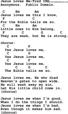 an old song with the words jesus loves me - read crd and other words