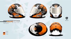 an orange and white motorcycle helmet design