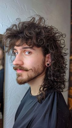 22 Trendy Mullet Hairstyles for Men with Curly Locks 70s Mens Hair Curly, Men’s Shaggy Mullet, Loose Perm Men Long Hair, Curly Shag Men, Long Curly Mullet Men, Men’s Long Curly Hair, Long Mullet Men, Mullet Dreads, Modern Mullet Curly Hair