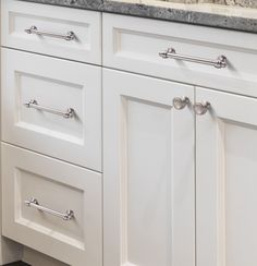 Cabinet Hardware Brushed Nickel, Silver Cabinet Hardware, Bathroom Cabinet Knobs, Kitchen Cabinets Knobs And Pulls, Kitchen Knobs And Pulls, Brushed Nickel Cabinet Hardware, Brushed Nickel Drawer Pulls, Cream Kitchen Cabinets, Moms Kitchen