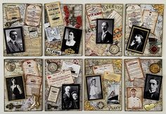 a collage of old time photos and papers with pictures on them, including an image of a man