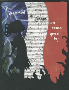 an image of a woman standing in front of sheet music with the words i dream it's time gone by