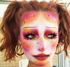 Clown Make Up Aesthetic, Clown Makeup Colorful, Circus Clown Makeup, Sophie Baverstock, Camp Makeup, Fantasy Makeup Looks, Colorful Clown Makeup, Clown Core Makeup, Clowncore Makeup