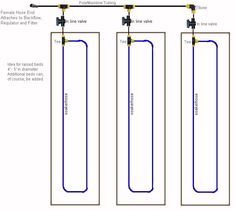 three different types of water heaters are shown in this diagram, with the corresponding parts labeled