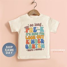 Highest Quality 🌟 Our onesies and toddler tees are printed using kid-safe ink on Gerber, Bella Canvas, and Gilden brands to keep your baby feeling cozy and allergy-free.  Love It Guarantee😍 We've crafted our refunds and exchanges policy with your satisfaction in mind, and we guarantee that your experience with us will be easy and worry-free. If you don't love it, we've got you covered for up to 15 days! Shipping and Production 📦 -- Orders are made the same day -- Ships the next day!  -- USPS End Of School Year Graphic Print Tops For Playtime, Cotton Tops For Playtime And Back To School, Letter Print T-shirt For End Of School Year Playtime, Cotton T-shirt With Custom Print For Playtime, End Of School Year Graphic Print T-shirt For Playtime, Educational Graphic Print T-shirt For Daycare, Cotton T-shirt For End Of School Year Playtime, Cotton T-shirt With Name Print For Daycare, End Of School Year Playtime Cotton T-shirt