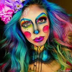 Clown Makeup Tutorial, Carnaval Make-up, Halloween Face Paint, Makeup Zombie, Fantasy Make-up, Halloweenský Makeup, Halloween Make-up Looks, Clown Halloween, Special Fx Makeup