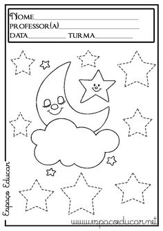 a coloring page with stars and the moon