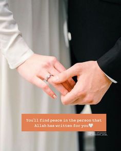 two people holding hands with the caption you'll find peace in the person that aliah has written for you