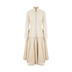 Poplin Shirt Dress-BOTTEGA VENETA-JOHN JULIA Round Skirt, Poplin Shirt Dress, Fashion Illustration Dresses, Poplin Dress, Poplin Shirt, 50's Dress, Beauty Accessories, Light Beige, Half Zip