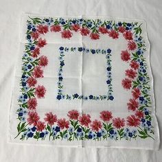 Vintage Linen Hand Painted Floral Handkerchief Hankie | eBay Floral Handkerchief, Vintage Linen, Floral Color, Vintage Linens, Pocket Square, Floral Painting, Multi Color, Hand Painted, Square