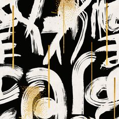 an abstract black and white background with gold lines