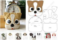 dog coin purse pattern with instructions to make it look like an adorable little puppy head