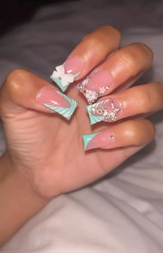 Baby Blue Nails, Cute Simple Nails, Hello Kitty Nails, Classy Acrylic Nails, Short Square Acrylic Nails, Long Acrylic Nails Coffin, Nails Only, Long Square Acrylic Nails