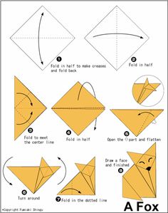 how to make an origami fox out of paper - step by step instructions