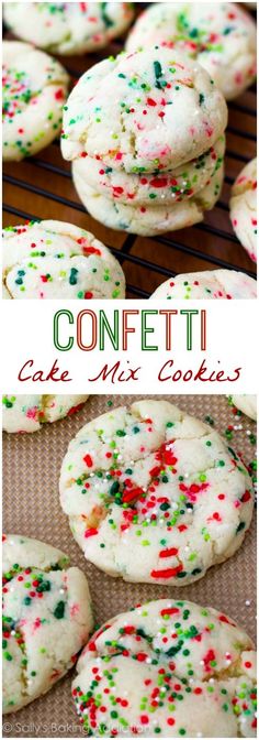 confetti cake mix cookies with sprinkles on the top and bottom