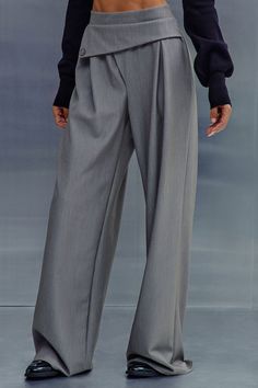 Available In Grey. Wide Leg Trouser High Rise Back Hidden Zip Closure Foldover Waistband Pleated Front Non Stretch 32" Inseam 72% Polyester 24% Rayon 4% Spandex Imported | Take Notes Foldover Waistband Trouser in Grey size Medium by Fashion Nova Business Aesthetics, Wide Leg Pleated Pants, Grey Pants Outfit, Pants Outfits, Take Notes, Pleated Pants, Grey Pants, Grey Fashion, Pants Outfit