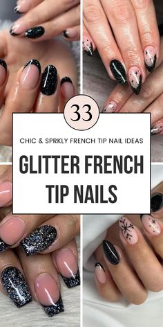 Discover bold and beautiful glitter French tip nails. Whether you're a fan of silver, blue, or gold tips, these designs make the perfect formal or casual nails. Ideal for New Year's Eve or homecoming events, save this pin for your next nail idea and explore more glitter trends!